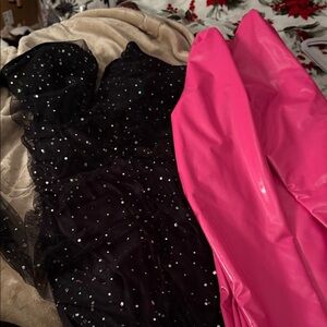 Black Sequin & Pink pleather dress bundle size L